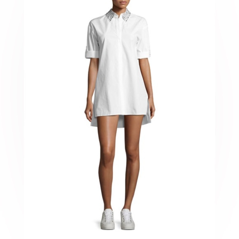 NWT Alice + Olivia Camron Stud Embellishments Collared Shirt Dress Tunic S - Picture 1 of 17